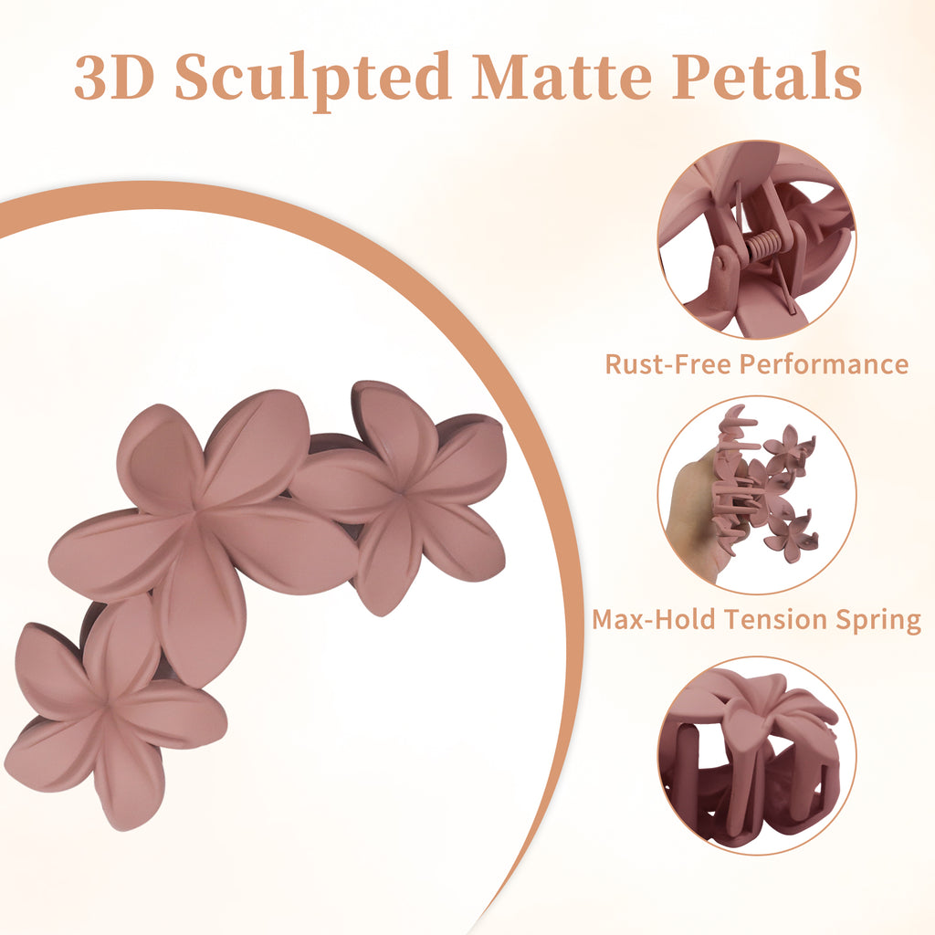 OXIFSILU 4 Pack 3D Flower Hair Clips