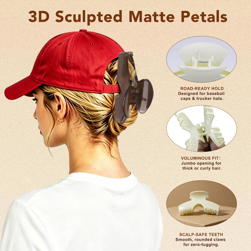 OXIFSILU 3 Pack Baseball Cap Hair Clip