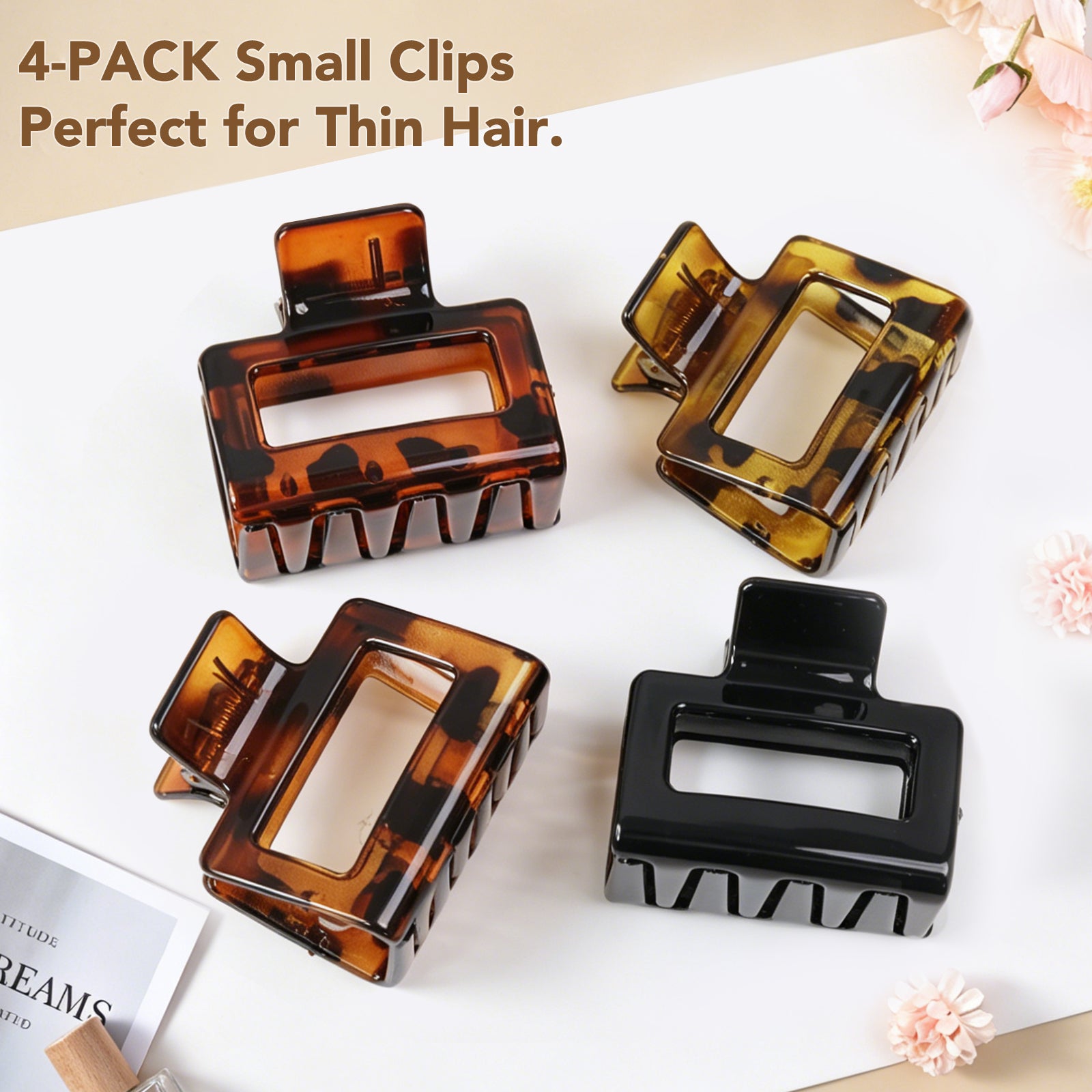 OXIFSILU 4 Pack Square Hair Clips