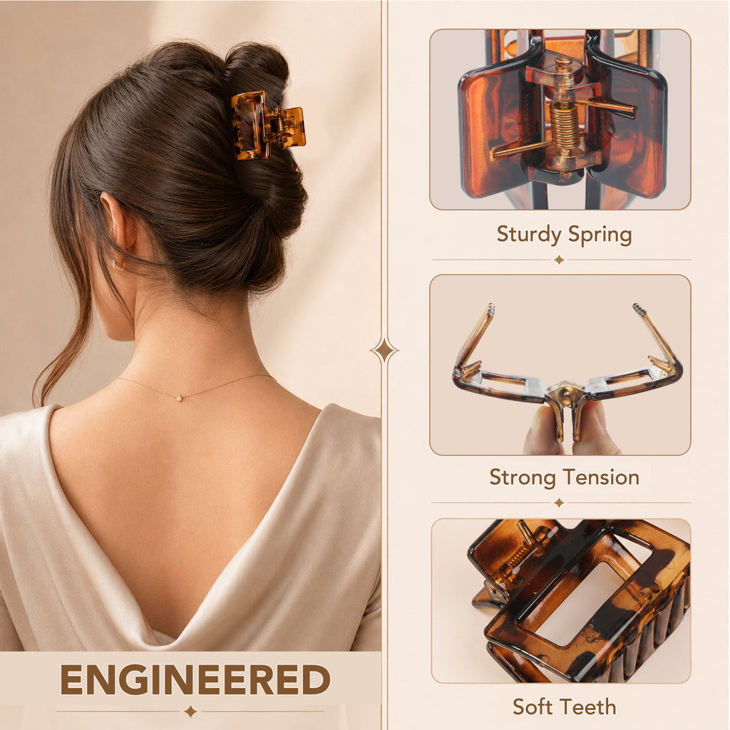 OXIFSILU 4 Pack Square Hair Clips
