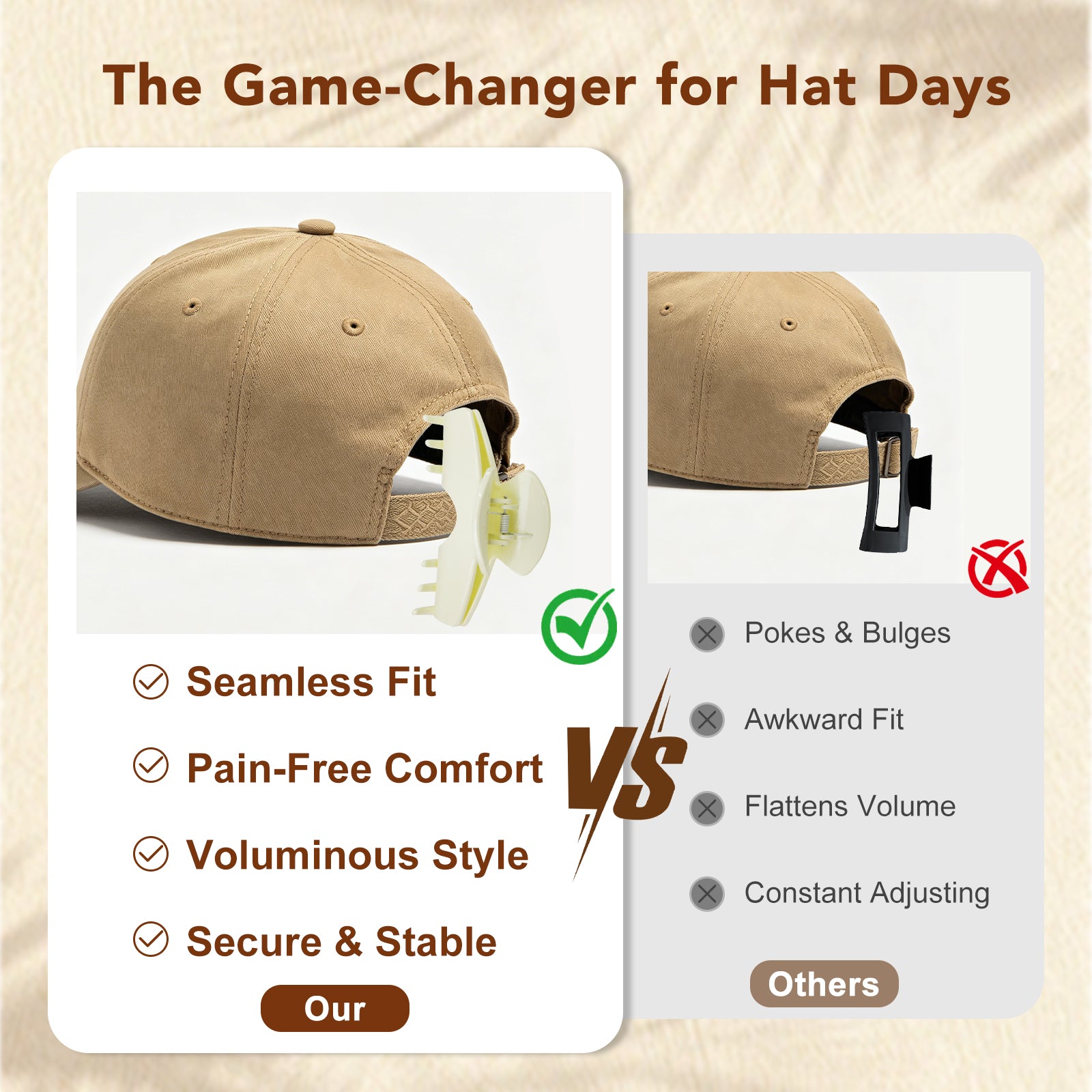 OXIFSILU 3 Pack Baseball Cap Hair Clip