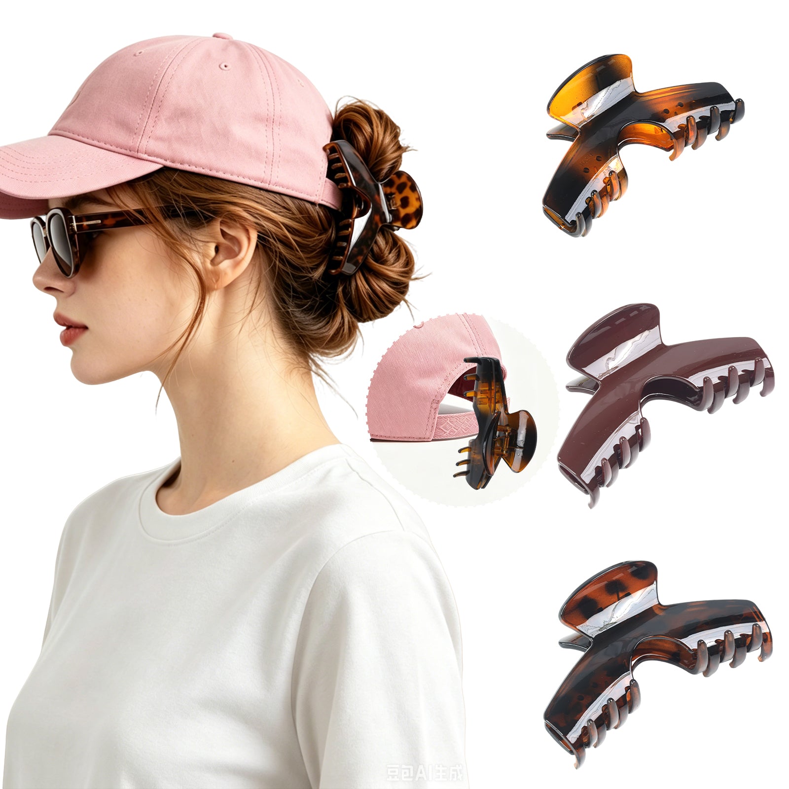 OXIFSILU 3 Pack Baseball Cap Hair Clip