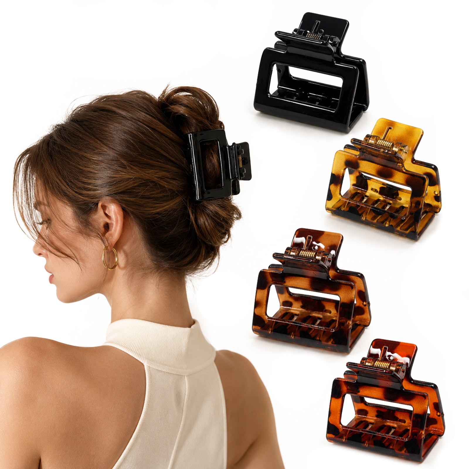 OXIFSILU 4 Pack Square Hair Clips