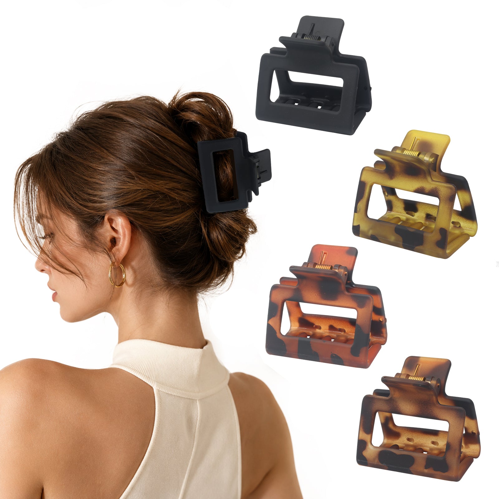 OXIFSILU 4 Pack Square Hair Clips