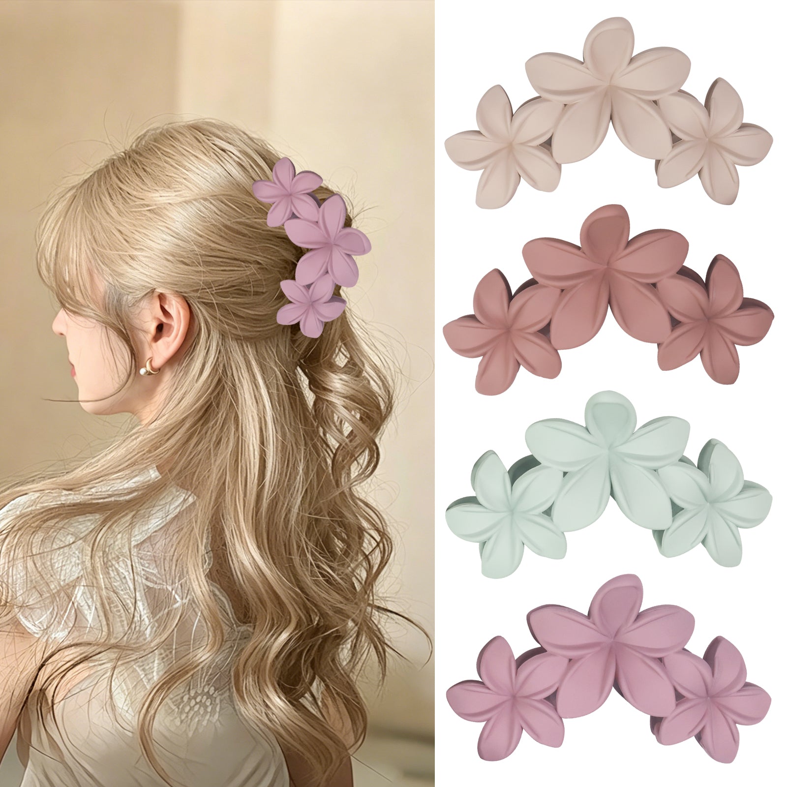 OXIFSILU 4 Pack 3D Flower Hair Clips