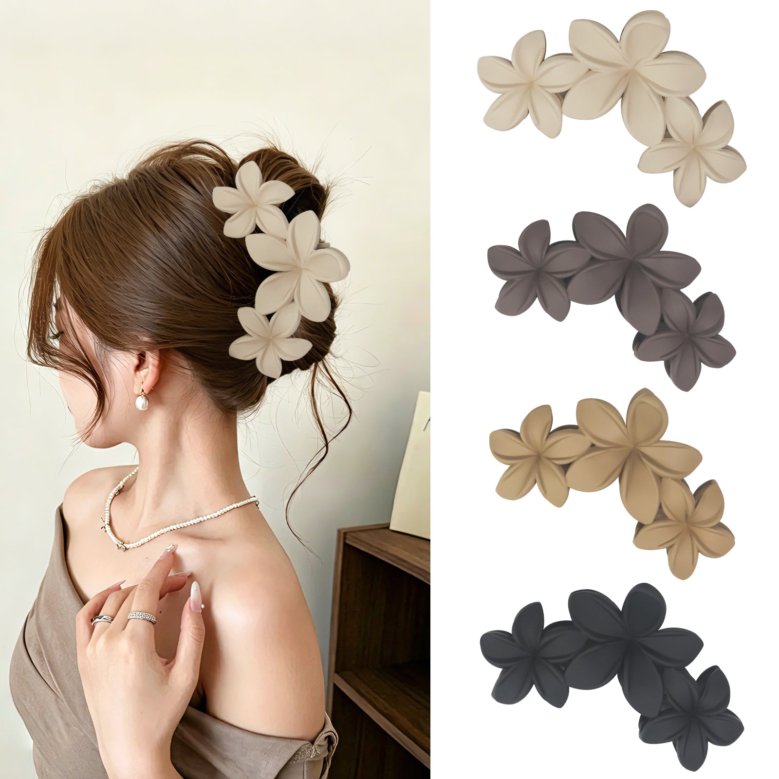 OXIFSILU 4 Pack 3D Flower Hair Clips